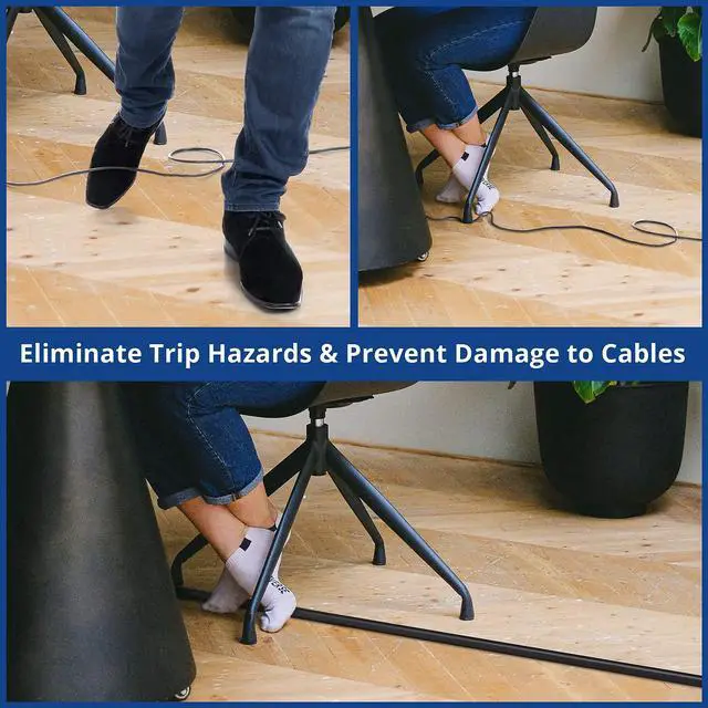 Alt view image 4 of 7 - Floor Cord Cover 4ft, Cord Hider Floor Black, Cable Management Cover Prevent Cable Trips, Wire Covers for Electric Power Cords, Wire Protector Cavity W0.47 x H0.28