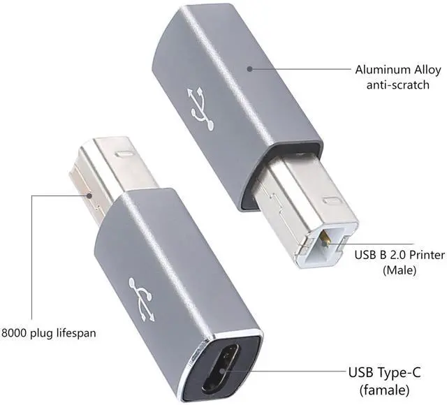 Alt view image 5 of 7 - USB Type C Female to USB2.0 B Male Printer Adapter Converter USB-C Female to MIDI Male Connector for MIDI Electric Piano Laptop Type-C Device 2pcs
