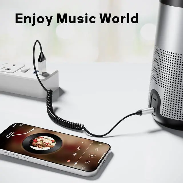 Alt view image 5 of 5 - Aux to Bluetooth 5.3 Adapter for Car, USB 2.0 to 3.5mm Bluetooth Receiver Jack Kit with Built-in Microphone Aux Input for Hands-Free Calls, Car Speaker, Home Audio, Music Streaming