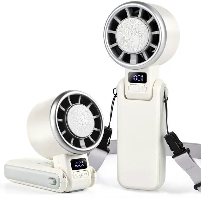 Main image of Portable Turbo Handheld Fan with ICE Cooling 4000mAh Battery, 5-Speed Wind, Brushless Motor, Fast Charging USB-C, FFoldable, Wearable & Desktop Use, Mini Fan for Outdoor, Travel & Work