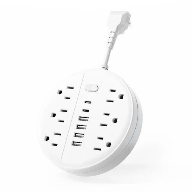 Main image of Flat Plug Power Strip Surge Protector, Chiefway Outlet Extender with Multiple Outlets, 6 AC Outlets, 4 USB Ports, 2 USB C & On/Off Switch, Short Extension Cord for Home Room Dorm Essentials, Travel RV