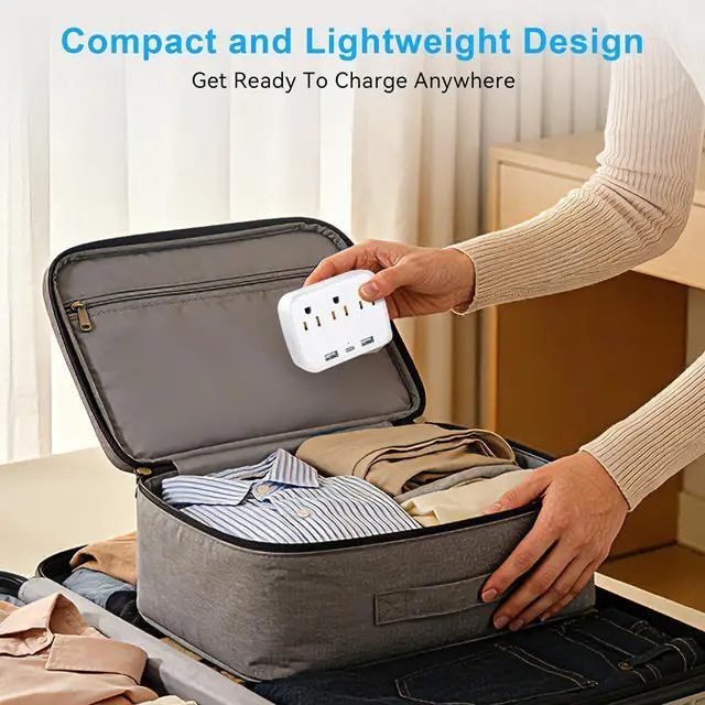 Alt view image 6 of 7 - Multi Plug Wall Outlet Splitter With USB, Multiple Outlet Extender Surge Protector With 3 USB Ports(1 USB C PD20W), Electrical Outlet Adapter Extension for Travel Home Office Dorm 2 Pack White