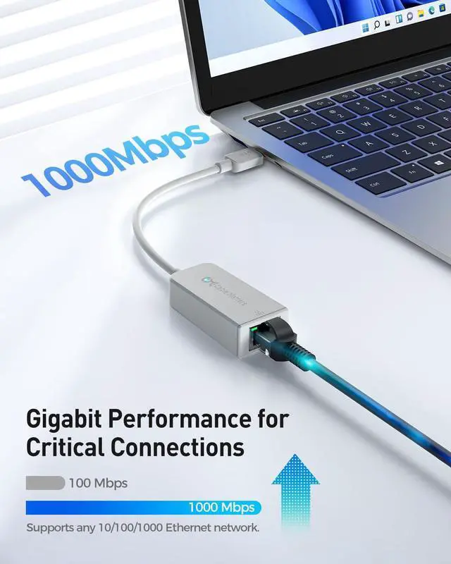 Alt view image 2 of 6 - USB C to Ethernet Adapter with 1Gbps, PXE, MAC Address Clone (Thunderbolt to Ethernet Adapter, Gigabit Network to USB C) in Gray - Compatible with MacBook Pro, XPS, Surface Pro
