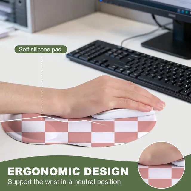 Alt view image 5 of 6 - Pink Mushroom Mouse Pad with Gel Wrist Support, Smooth Surface Ergonomic Mouse pad, Non-Slip Pain Relief Desk Mat for Gaming, Work & Office Desktop