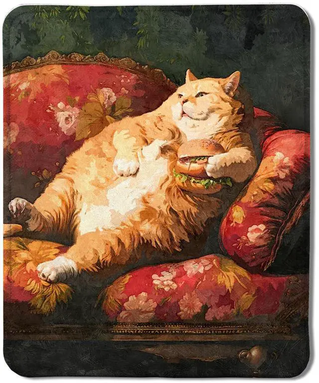 Main image of Funny Fat Cat Mouse Pad, Positive Eclectic Orange Cat Mouse Pads for Wireless Mouse Computers Laptop Desk Accessories, Cats Office Supplies, 9.5x7.9 Inch