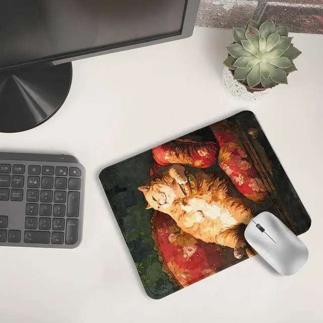 Alt view image 6 of 6 - Funny Fat Cat Mouse Pad, Positive Eclectic Orange Cat Mouse Pads for Wireless Mouse Computers Laptop Desk Accessories, Cats Office Supplies, 9.5x7.9 Inch