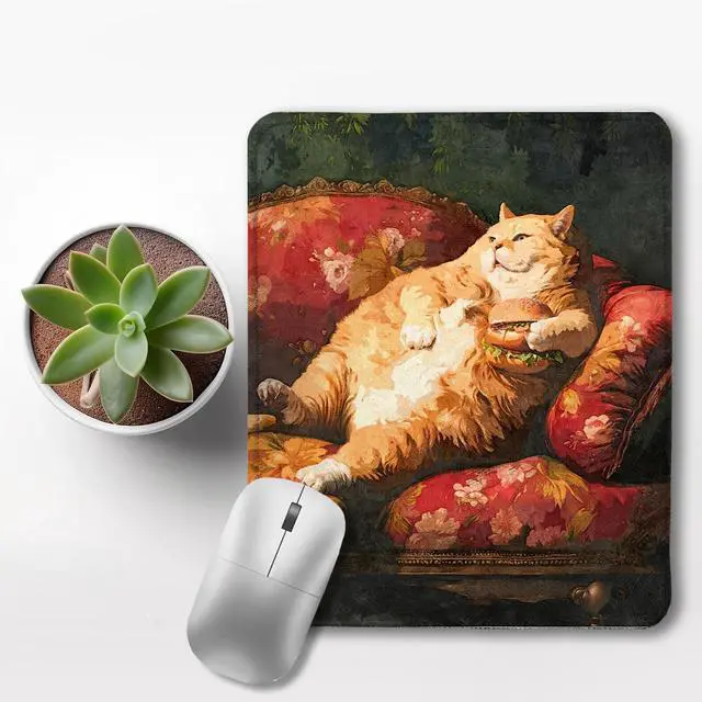 Alt view image 3 of 6 - Funny Fat Cat Mouse Pad, Positive Eclectic Orange Cat Mouse Pads for Wireless Mouse Computers Laptop Desk Accessories, Cats Office Supplies, 9.5x7.9 Inch