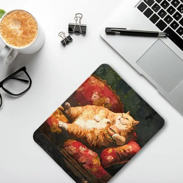Alt view image 4 of 6 - Funny Fat Cat Mouse Pad, Positive Eclectic Orange Cat Mouse Pads for Wireless Mouse Computers Laptop Desk Accessories, Cats Office Supplies, 9.5x7.9 Inch
