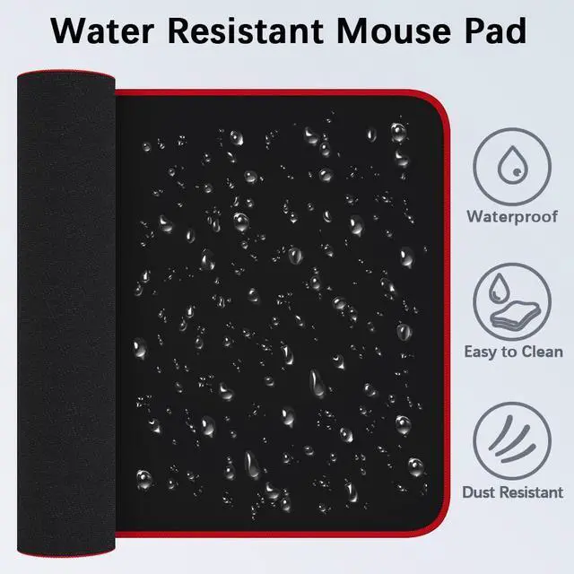 Alt view image 4 of 7 - Large Gaming Mouse Pad Mat 11.8x23.6 Inches with Red String Stitched Edge Non-Slip Rubber Base Washable Resilient for Office Home Computers Laptop Table Mouse Pads Mats Accessory