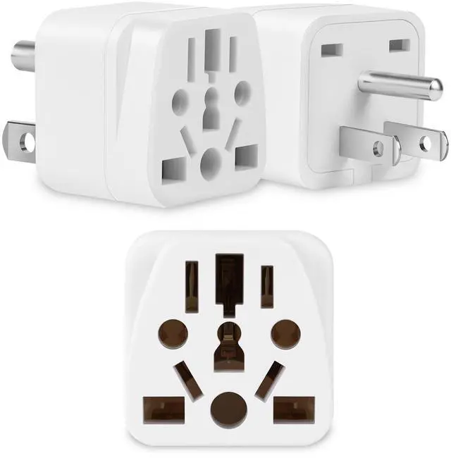 Main image of 3 Pack US Travel Plug Adapter- EU, UK, AU, CN, JP, Italy, Brazil to American Plug Adapter, Universal Plug Adapter for USA- Type B, White