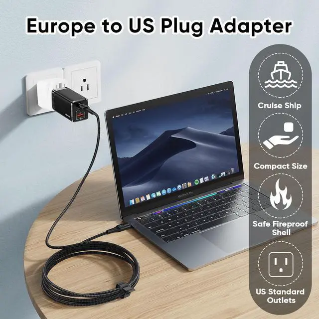 Alt view image 4 of 7 - 3 Pack US Travel Plug Adapter- EU, UK, AU, CN, JP, Italy, Brazil to American Plug Adapter, Universal Plug Adapter for USA- Type B, White