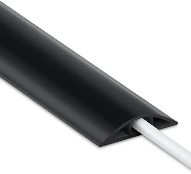 Main image of Cable Cover Floor 6FT, Black Floor Cord Cover, Single Cord Protector Extension Cord Covers for Floor, Floor Wire Covers for Cords - Floor Wire Cover Cord Cavity: 0.47" (W) x 0.24" (H)