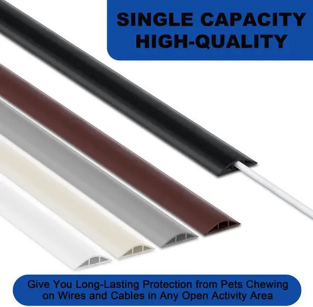 Alt view image 4 of 5 - Cable Cover Floor 6FT, Black Floor Cord Cover, Single Cord Protector Extension Cord Covers for Floor, Floor Wire Covers for Cords - Floor Wire Cover Cord Cavity: 0.47" (W) x 0.24" (H)
