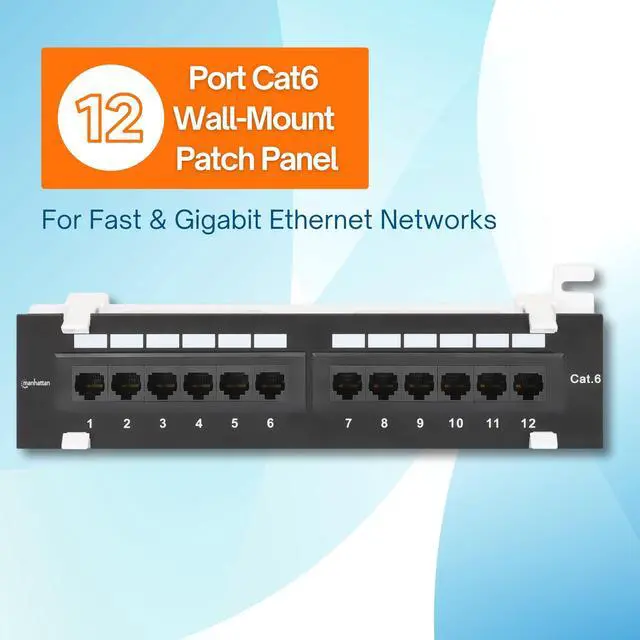 Alt view image 4 of 5 - 12-Port Network Patch Panel Cat-6 1U UL Listed - Wall Mount with 89D Bracket - Installer Grade 3µ Gold Plated Contacts - Lifetime Mfg Warranty 720779