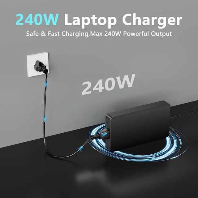 Alt view image 6 of 6 - 240W 230W USB Tip Charger Compatible with MSI Stealth A16 16 17 Alpha 17 C7V, CreatorPro 16, Creator A16 16 Z16 GE76 GE66 GP76 GP66 GS77 MS-17K3 A20-240P2A A240A007P S93-0409410-C54