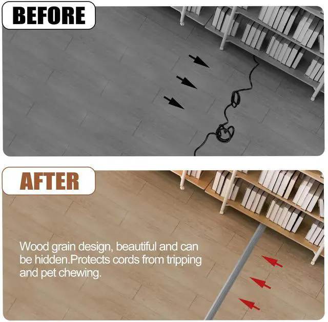 Alt view image 6 of 7 - 10FT Floor Cord Cover for Wire Self Adhesive Cable Cavity Management PVC Extension Cord Hider Power Floor Wire Protector Cover Prevent Cable Trips for Office Home Outdoor (Gray Wood, 1.18'')