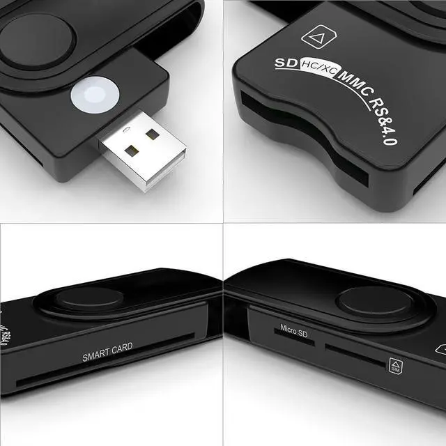 Alt view image 6 of 6 - USB Smart Card Reader, DOD CAC Compatible, Government ID Card Reader for Windows Mac Linux, 360-Degree Rotation