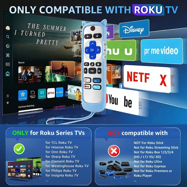 Alt view image 2 of 7 - (Pack of 3) Replacement Remote Only for Roku TV with Soft Protective Cover Remote for TCL/Onn/Hisense/Sharp/Element/Philips Roku Smart TV (Elegant White)Remote BackupNo SetupGlow in The Dark