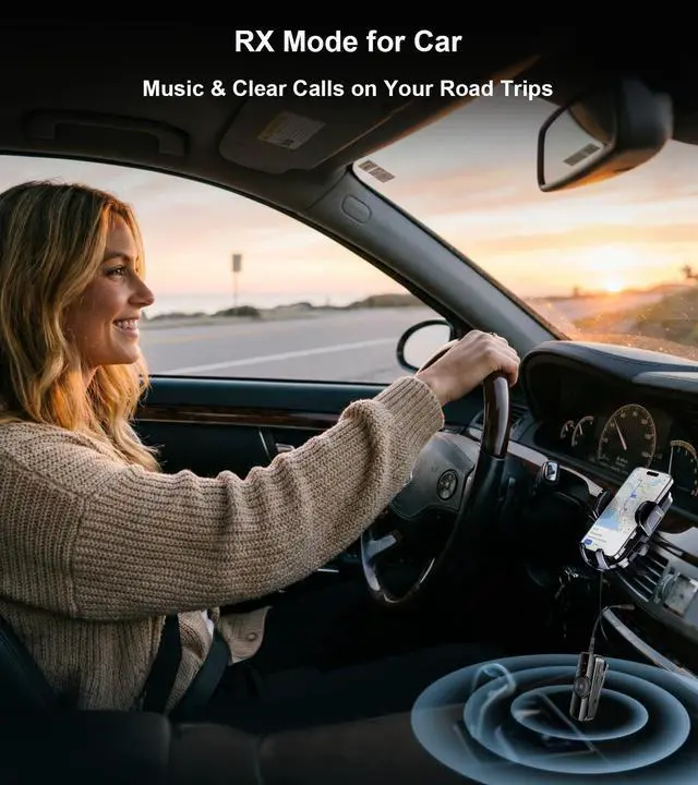 Alt view image 6 of 7 - Bluetooth Transmitter for TV Dual Link, Airplane Bluetooth Adapter for 2 Headphones, 3.5mm Wireless AUX Adapter for Car/Gym/PC, Hands-Free Calls TSNAM