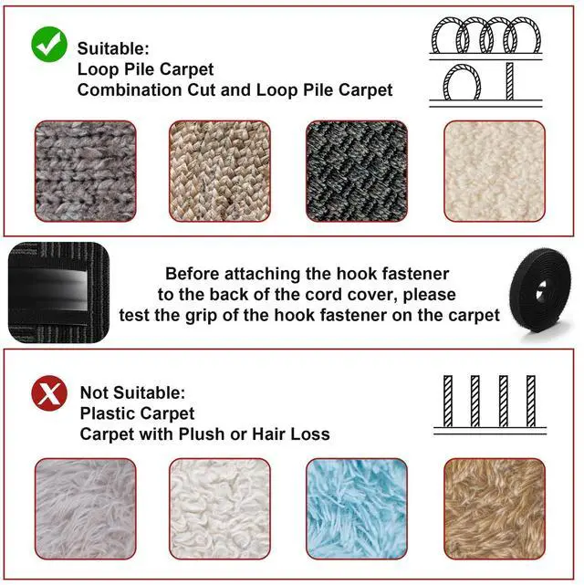 Alt view image 6 of 6 - 8.2Ft Cord Cover Floor, PVC Cord Covers for Wires on Floor, Soft Floor Cable Cover Cord Hider, Floor Cable Management Cable Protector for Commercial Office Carpet/Floors/Wall Black