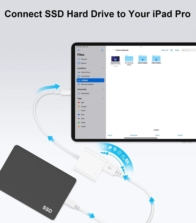 Alt view image 4 of 7 - Apple Lightning to USB Camera Adapter, USB 3.0 OTG Cable for iPhone/iPad to Connect Card Reader, USB Flash Drive, U Disk, Keyboard, Mouse, Hubs, MIDI, Plug & Play (White-2)