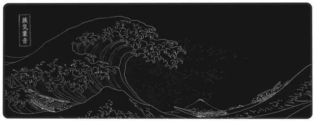 Main image of Extended Large Anime Black Mouse Pad The Great Wave Off Kanagawa Painting Big Gaming Keyboard Mat XXL Non-Slip Water-Resistant Rubber Base Full Desk Mousepad 3D Pattern
