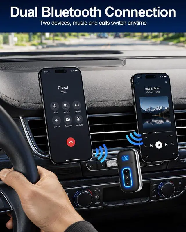 Alt view image 6 of 6 - Aux Bluetooth 5.3 Adapter for Car, Bluetooth Receiver Aux Car Adapter, Auxiliar Audio Blue Tooth para Carro Wireless Dongle with 3.5mm Jack for Stereo Systems and Headphones