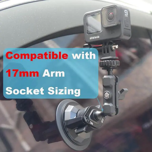 Alt view image 3 of 3 - Upgraded Car Suction Cup Base with17mm Ball, Compatible with17mm Double Socket Arms | Heavy-Duty 3.4" Suction Base for Windshield | Holds 5.5 lbs Rosette Bite Locking System