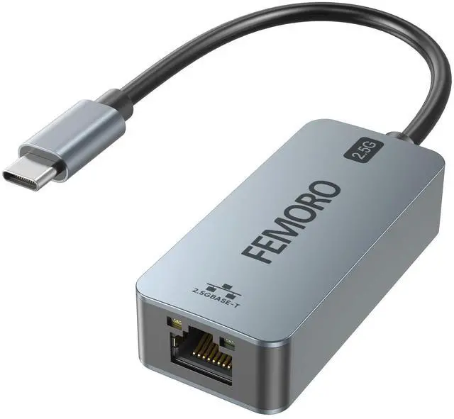Main image of USB C to Ethernet Adapter 2.5Gb, USBC to Cat 6 /Cat 6a, Type C (Thunderbolt 4/3 Compatible) to 2.5 Gigabit RJ45 for NAS iPad MacBook Pro/Air/Neo iPhone 17/16/15 Laptop Gaming Console and More