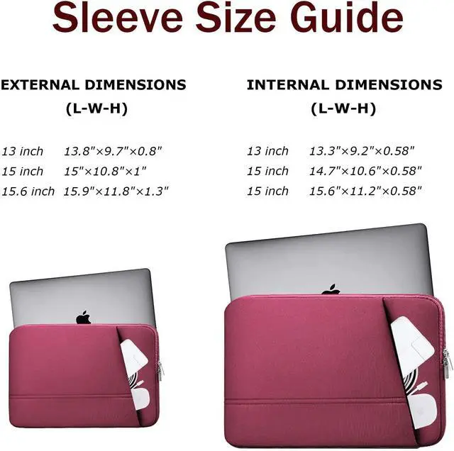 Alt view image 3 of 7 - Laptop Bag, 15.6 inch Laptop Sleeve, Sturdy 15 inch HP Computer Case, Lenovo Computer Briefcase Carrying Cover Case 16 inch Neoprene Bag with Pockets for Dell Asus Gifts for Women Men, Red