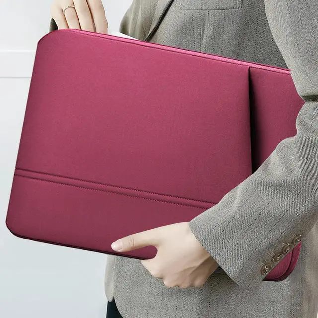 Alt view image 7 of 7 - Laptop Bag, 15.6 inch Laptop Sleeve, Sturdy 15 inch HP Computer Case, Lenovo Computer Briefcase Carrying Cover Case 16 inch Neoprene Bag with Pockets for Dell Asus Gifts for Women Men, Red
