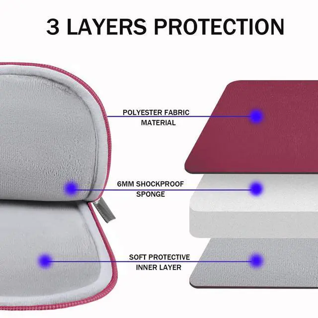 Alt view image 2 of 7 - Laptop Bag, 15.6 inch Laptop Sleeve, Sturdy 15 inch HP Computer Case, Lenovo Computer Briefcase Carrying Cover Case 16 inch Neoprene Bag with Pockets for Dell Asus Gifts for Women Men, Red