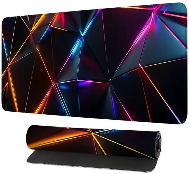 Main image of Mouse Pad Gaming Mousepad 31.5 x 11.8in Large Mouse Pad for Keyboard and Mouse with Anti-Slip Rubber Base, Keyboard Pad XL Mouse Mat for Home and Office,Geometric Neon Lights