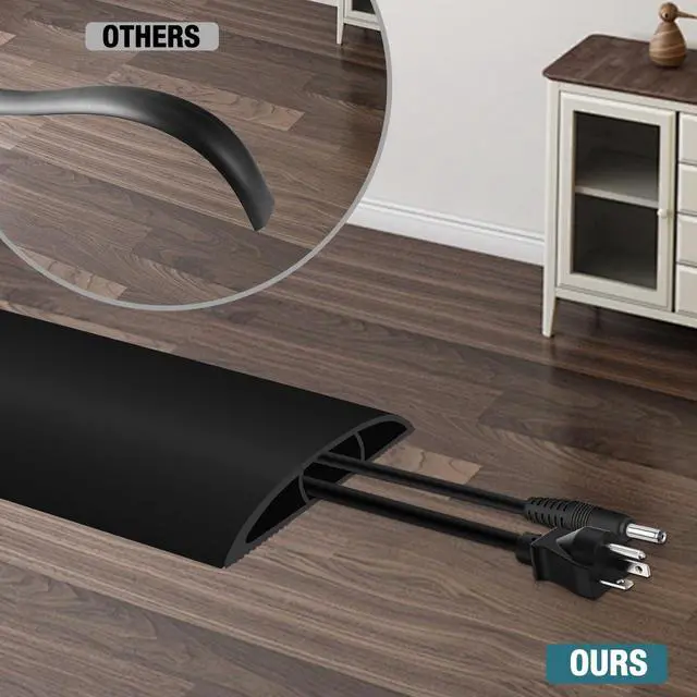 Alt view image 4 of 7 - Floor Cord Cover, Cable Protector, 0.63W x 0.31H inches, Wire Cover for Extension Cords, Floor Cable Covers Prevent Cable Trips (Black, 50-10 Feet)