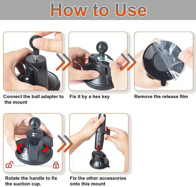 Alt view image 5 of 6 - Universal Car Phone Mount - 85mm (3.3") Heavy-Duty Sticky Gel Windshield/Dashboard Suction Cup with 25mm(1inch) Ball Compatible with RAM Mount B Size Double Socket Arm Phone Holder