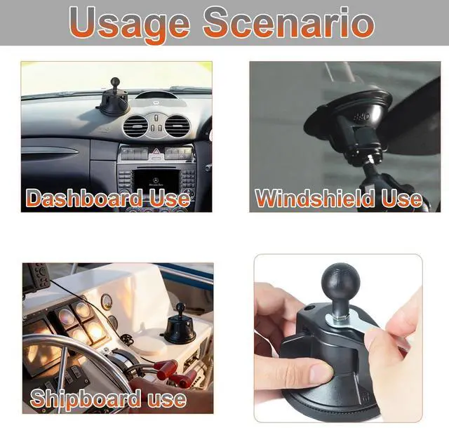 Alt view image 6 of 6 - Universal Car Phone Mount - 85mm (3.3") Heavy-Duty Sticky Gel Windshield/Dashboard Suction Cup with 25mm(1inch) Ball Compatible with RAM Mount B Size Double Socket Arm Phone Holder