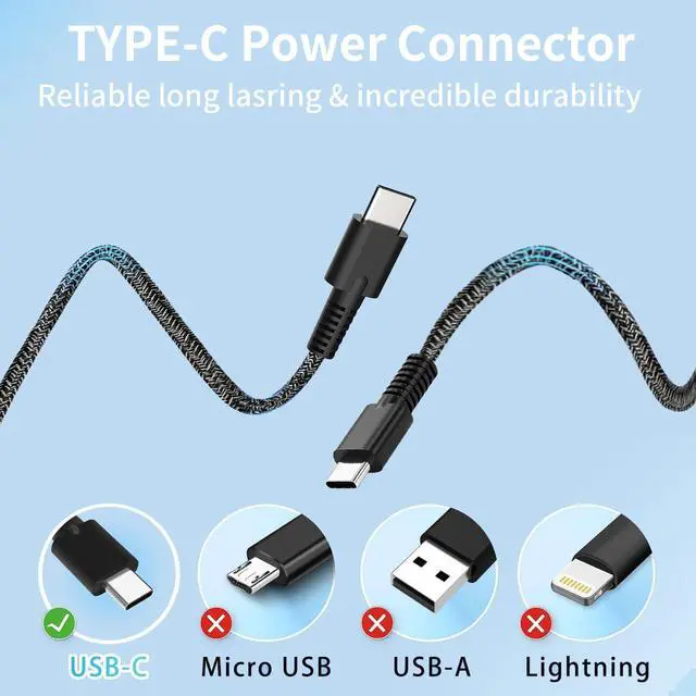 Alt view image 4 of 6 - 65W USB C Charger for HP Spectre/Envy/EliteBook x360 Elite Pro x2 Pavilion OmniBook Ultra Zbook ProBook for HP Slim Travel Laptop Charger Braided Cable