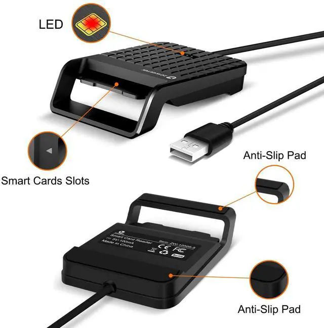 Alt view image 6 of 7 - Smart Card Reader, CAC Card Reader Military, Compatible with Windows, Mac OS and Linux
