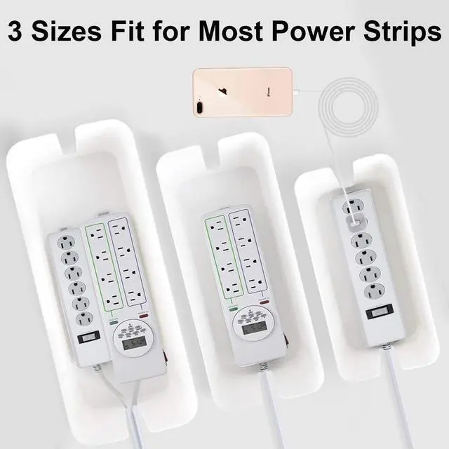 Alt view image 2 of 6 - Cable Management Box - 3 Pack Cord Organizer Box for Desk - Large Medium Small Cable Box to Hide Power Strip & Wires - Pet-Safe Cord Hider for TV Computer Under Desk - White