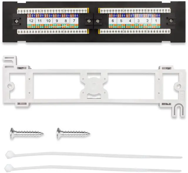 Alt view image 2 of 5 - 12-Port Mini Vertical Cat6 Patch Panel, 10Gbps Network Panel with Wall Mount 89D Bracket