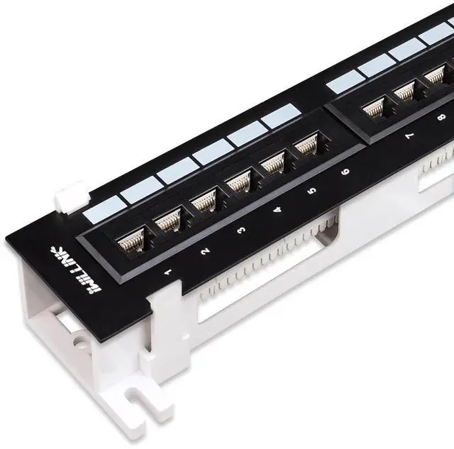 Alt view image 4 of 5 - 12-Port Mini Vertical Cat6 Patch Panel, 10Gbps Network Panel with Wall Mount 89D Bracket