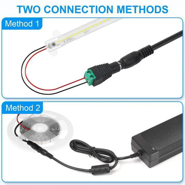 Alt view image 5 of 7 - 24V 5A Power Supply 100V-240V AC to 24V DC Power Supply with LED Terminal Connector, 24 Volt Power Adapter DC Adapter with 5.5x2.1mm Jack for Light Strip