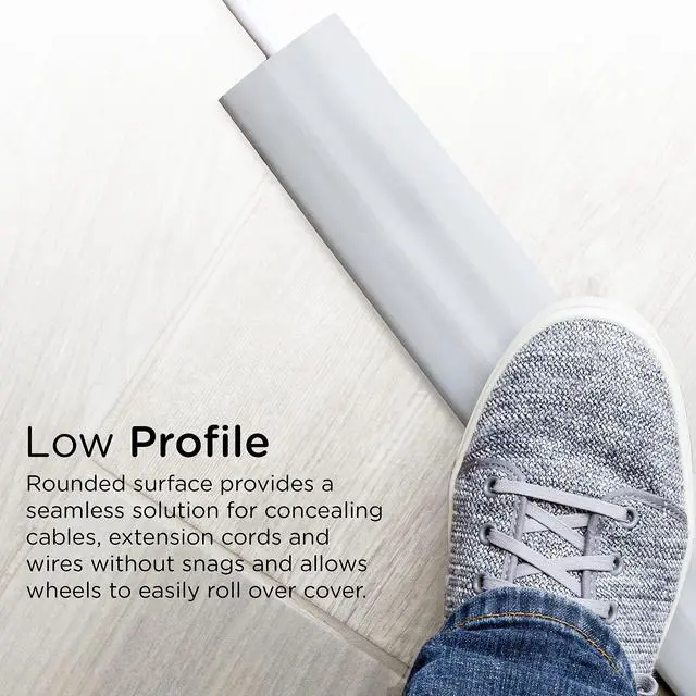 Alt view image 5 of 7 - 6ft Floor Cord Cover, Cable Protector, Hide Extension Cords, Protect Cords, Prevent Cable Trips, Heavy Duty Cord Hider - Cable Cavity = 0.75" (W) x 0.43" (H) - Gray