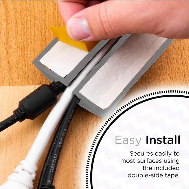 Alt view image 6 of 7 - 6ft Floor Cord Cover, Cable Protector, Hide Extension Cords, Protect Cords, Prevent Cable Trips, Heavy Duty Cord Hider - Cable Cavity = 0.75" (W) x 0.43" (H) - Gray