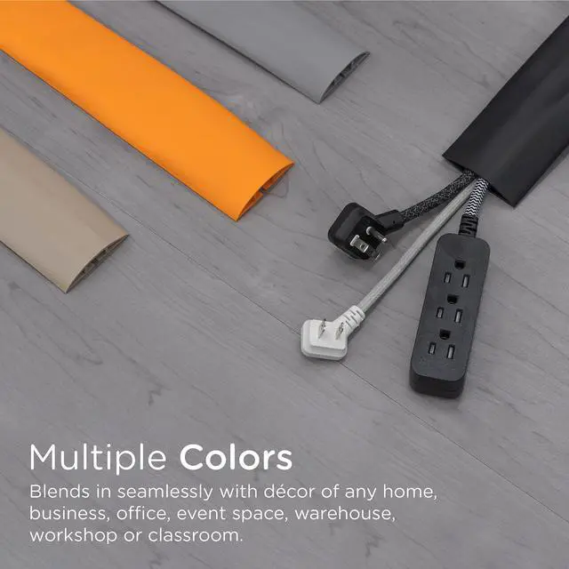 Alt view image 7 of 7 - 6ft Floor Cord Cover, Cable Protector, Hide Extension Cords, Protect Cords, Prevent Cable Trips, Heavy Duty Cord Hider - Cable Cavity = 0.75" (W) x 0.43" (H) - Gray