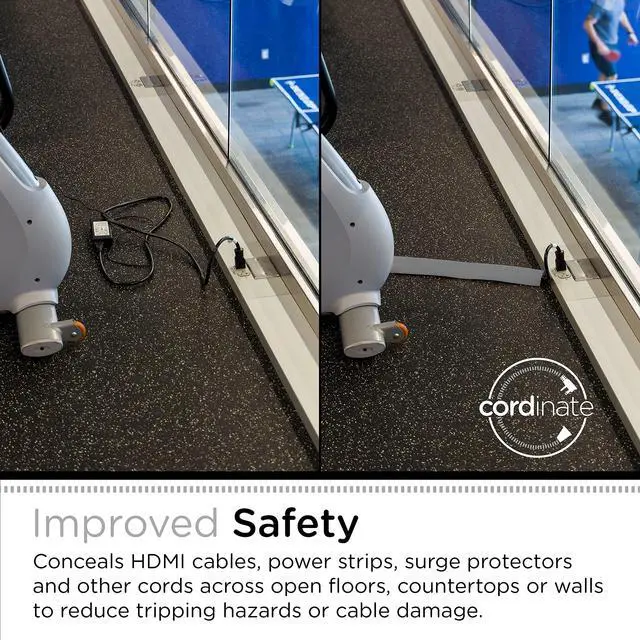Alt view image 3 of 7 - 6ft Floor Cord Cover, Cable Protector, Hide Extension Cords, Protect Cords, Prevent Cable Trips, Heavy Duty Cord Hider - Cable Cavity = 0.75" (W) x 0.43" (H) - Gray