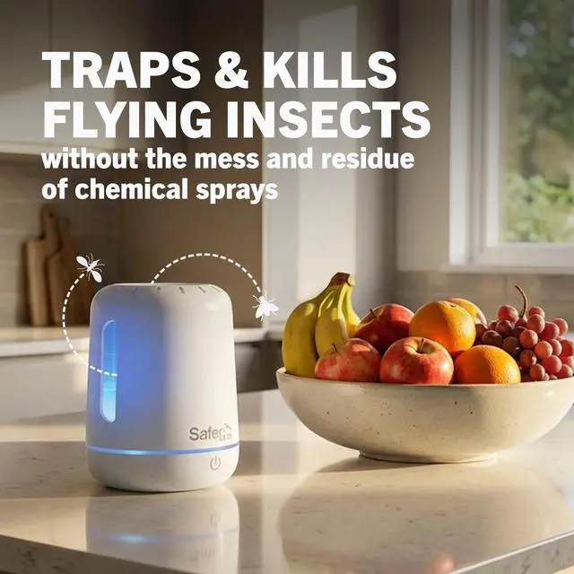 Alt view image 2 of 6 - Home Catch 360° Cordless Flying Insect Trap, UV LED Light, Chemical-Free, 10 Day Rechargeable Battery, Effective Fruit Fly Traps for Indoors, Gnat Traps for House Indoor, 1 Device + 6 Glue Cards