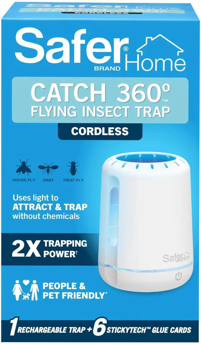 Main image of Home Catch 360° Cordless Flying Insect Trap, UV LED Light, Chemical-Free, 10 Day Rechargeable Battery, Effective Fruit Fly Traps for Indoors, Gnat Traps for House Indoor, 1 Device + 6 Glue Cards