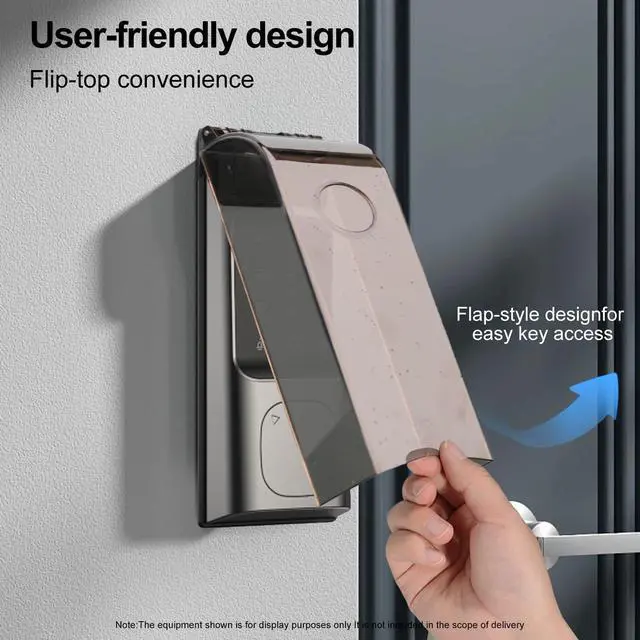 Alt view image 5 of 7 - Outdoor Weatherproof Flip-top Cover, Plastic Sunshade and Rain Protection for Garage Door Keypad, Fingerprint Lock