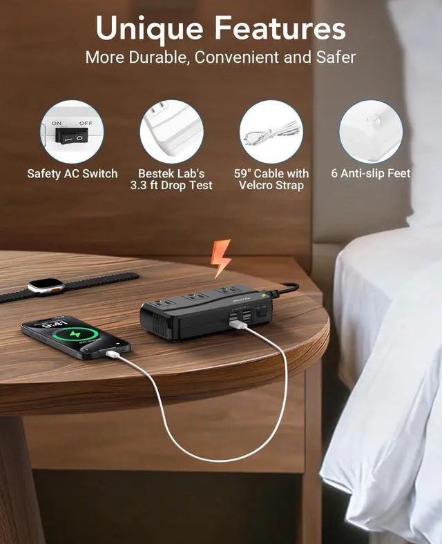 Alt view image 4 of 7 - Universal Travel Adapter 220V to 110V Voltage Converter with 6A 4-Port USB Charging and UK/AU/US/EU Worldwide Plug Adapter (Black)